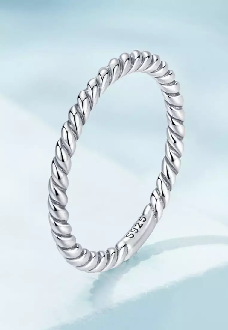 Solid Silver Twisted Tight Rope Ring