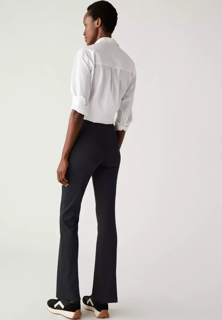 Jersey Flared Trousers - Black