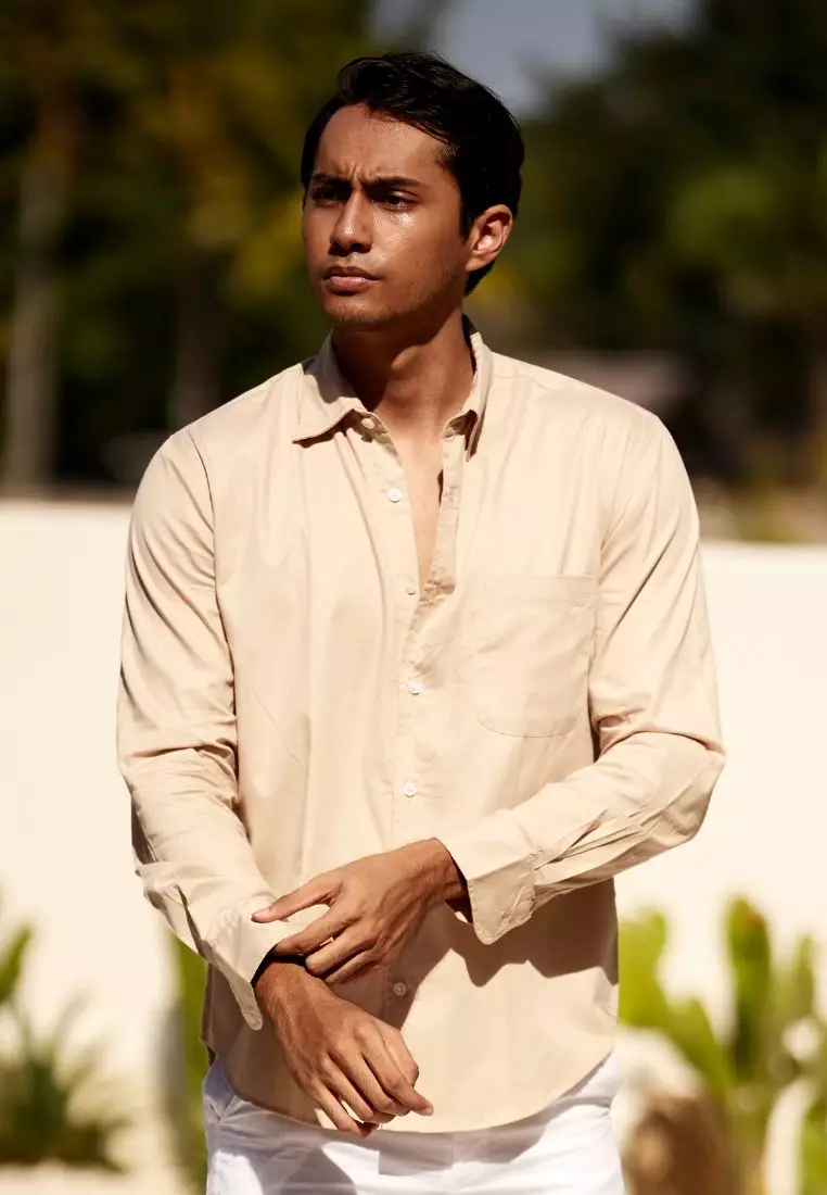 Palma Kemeja Panjang Pria Katun Organik Cream | Organic Cotton Long Sleeves Shirt Men Cream