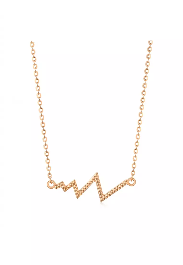 18K Rose Gold Abstract Linear Bar Necklace for Women 92791N
