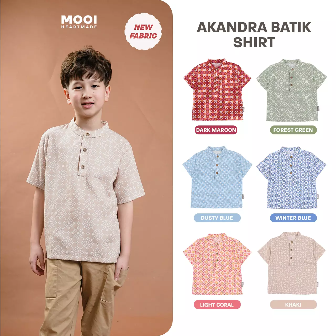 Mooi Atasan Batik Kemeja Anak Laki-Laki Akandra Batik Shirt - Forest Green