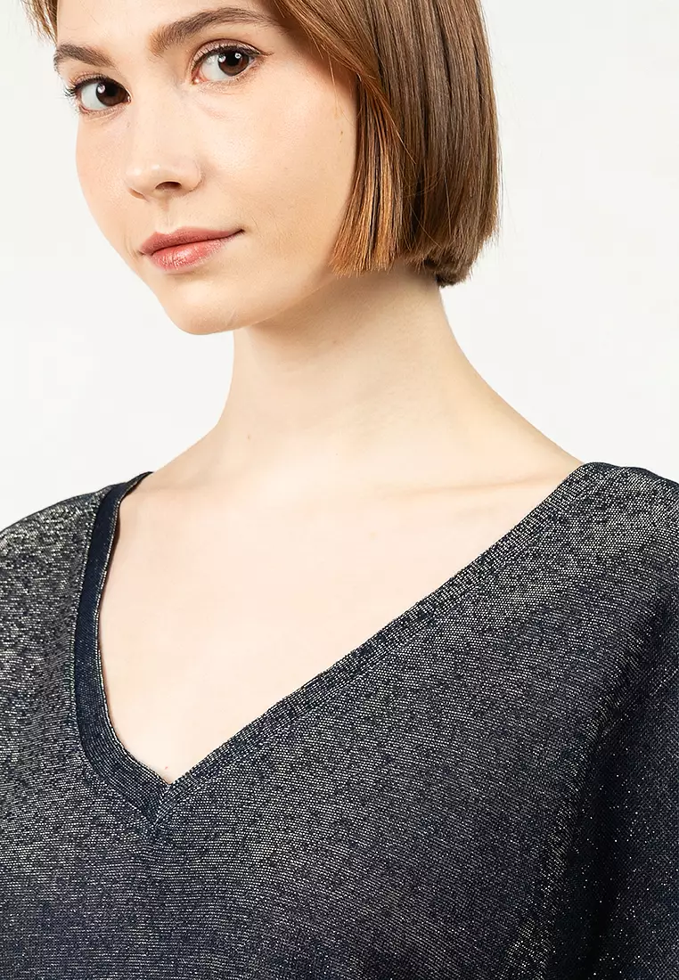 Short Sleeve V-Neck Jersey Top