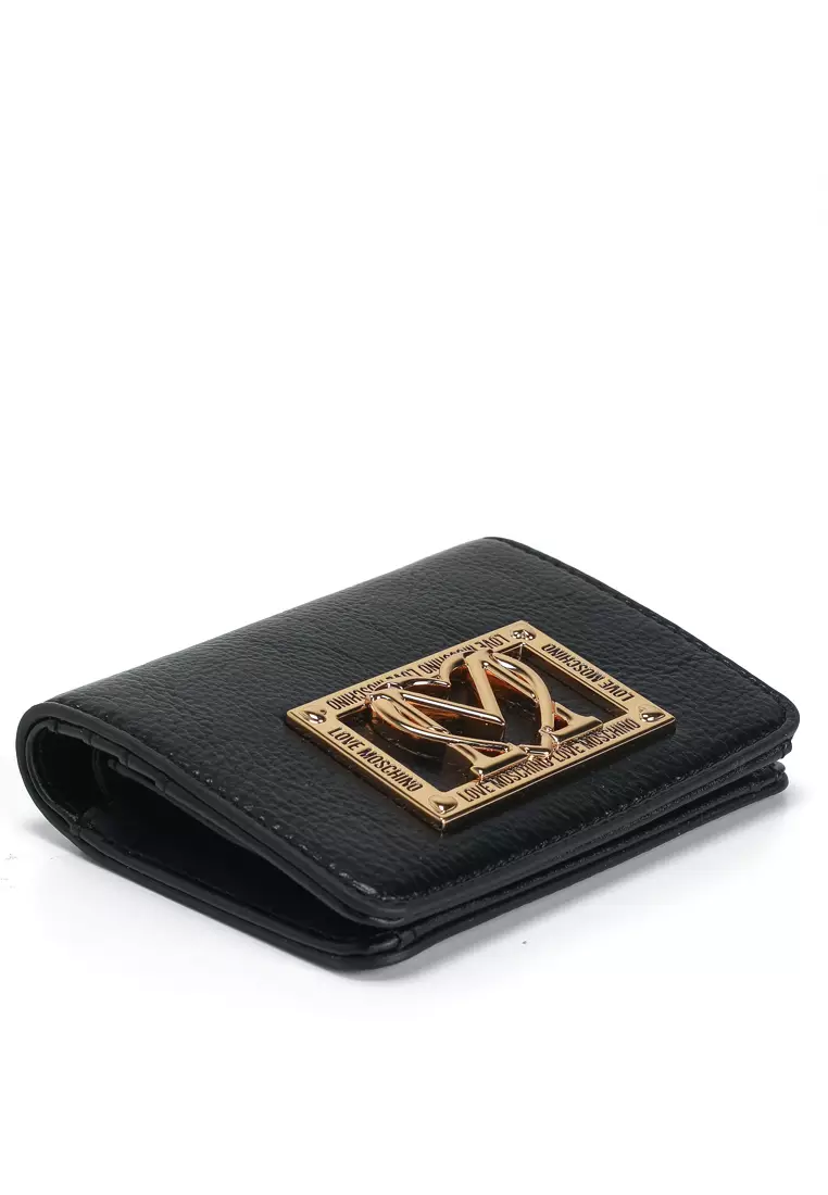 Locked in Gold Logo Plaque Bifold Wallet (nt)