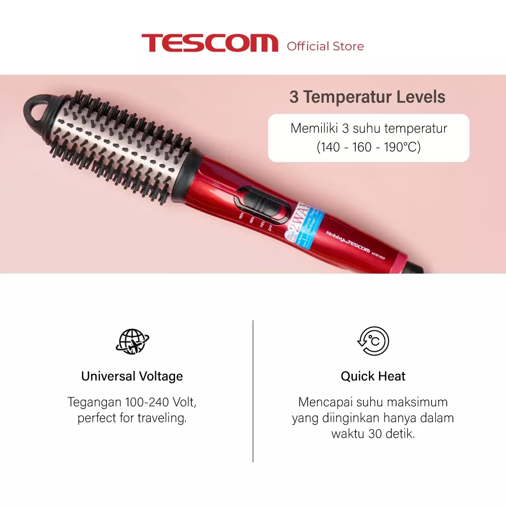 Tescom Catokan Sisir Negative Ions 2 Ways Hair NTIR1832