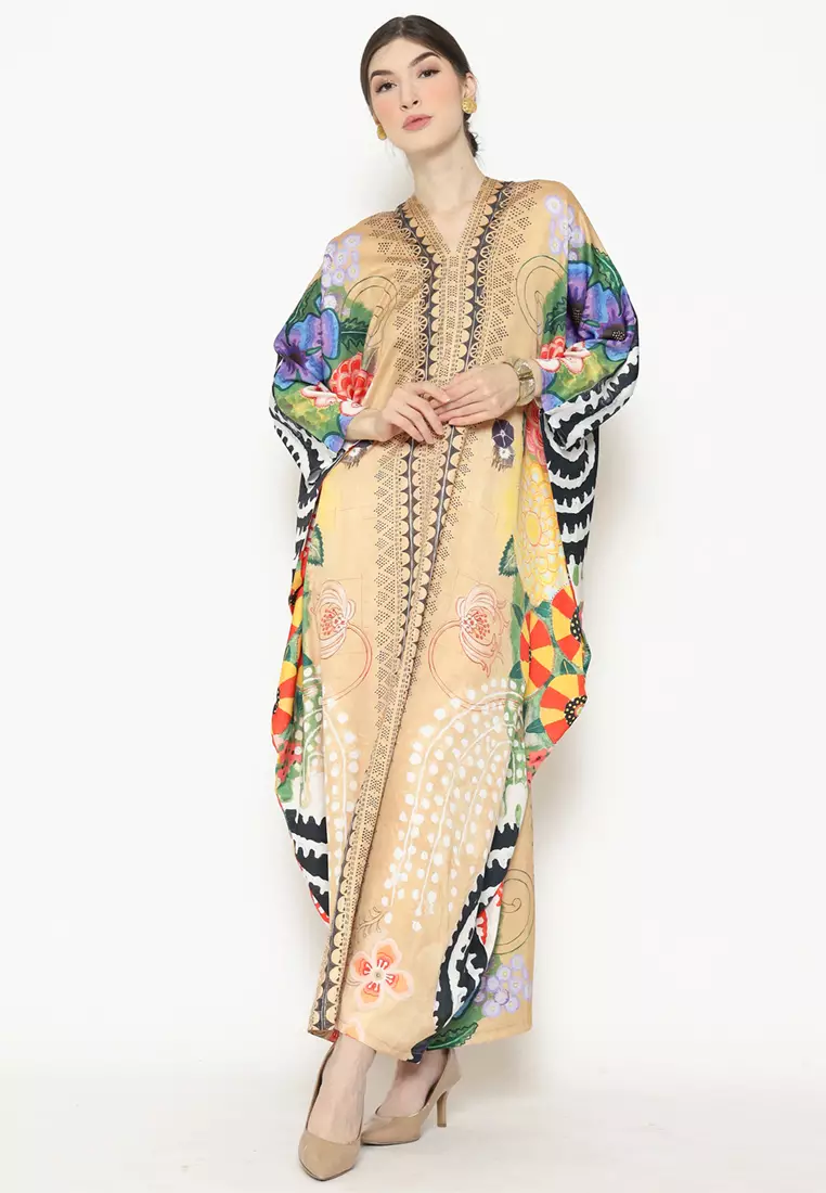 Kanzi Long Sleeve Monochrome Ethnic Kaftan