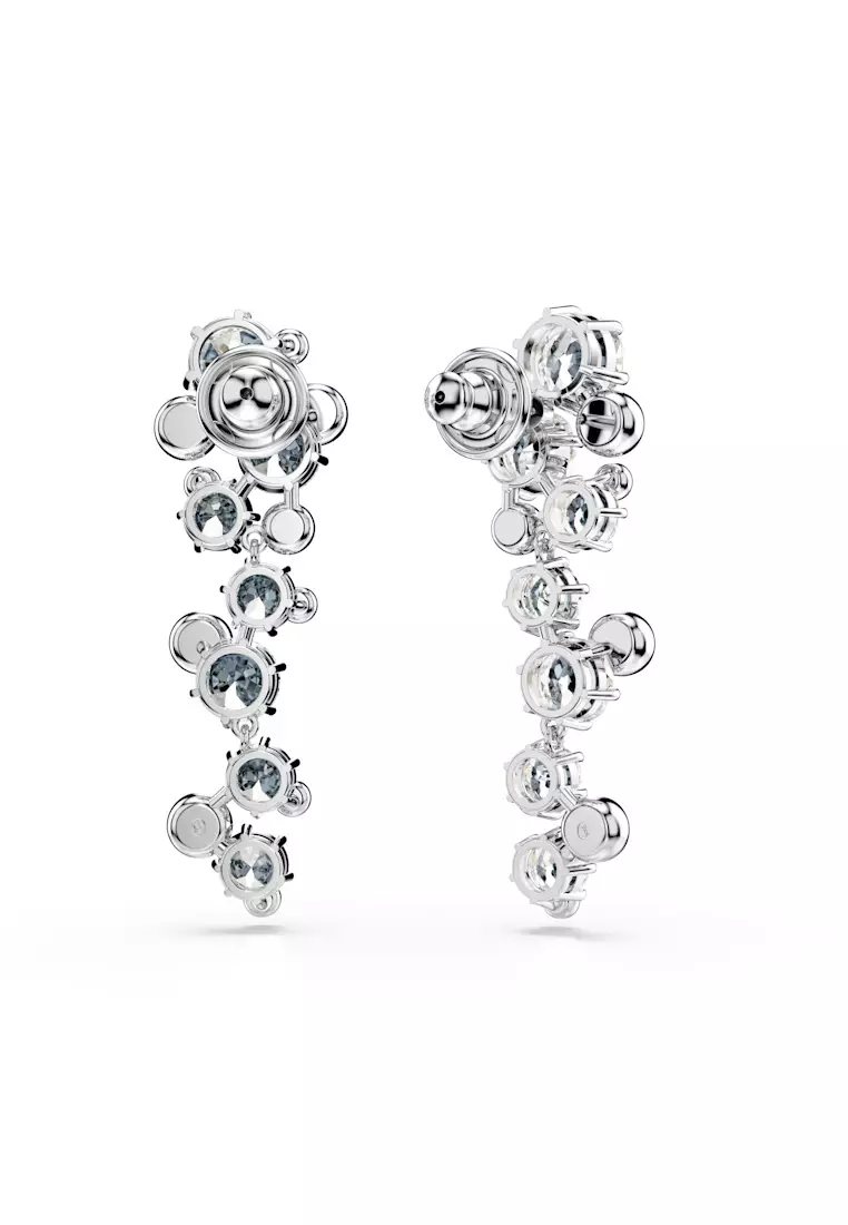 Constella drop earrings, Mixed cuts, White, Rhodium plated
