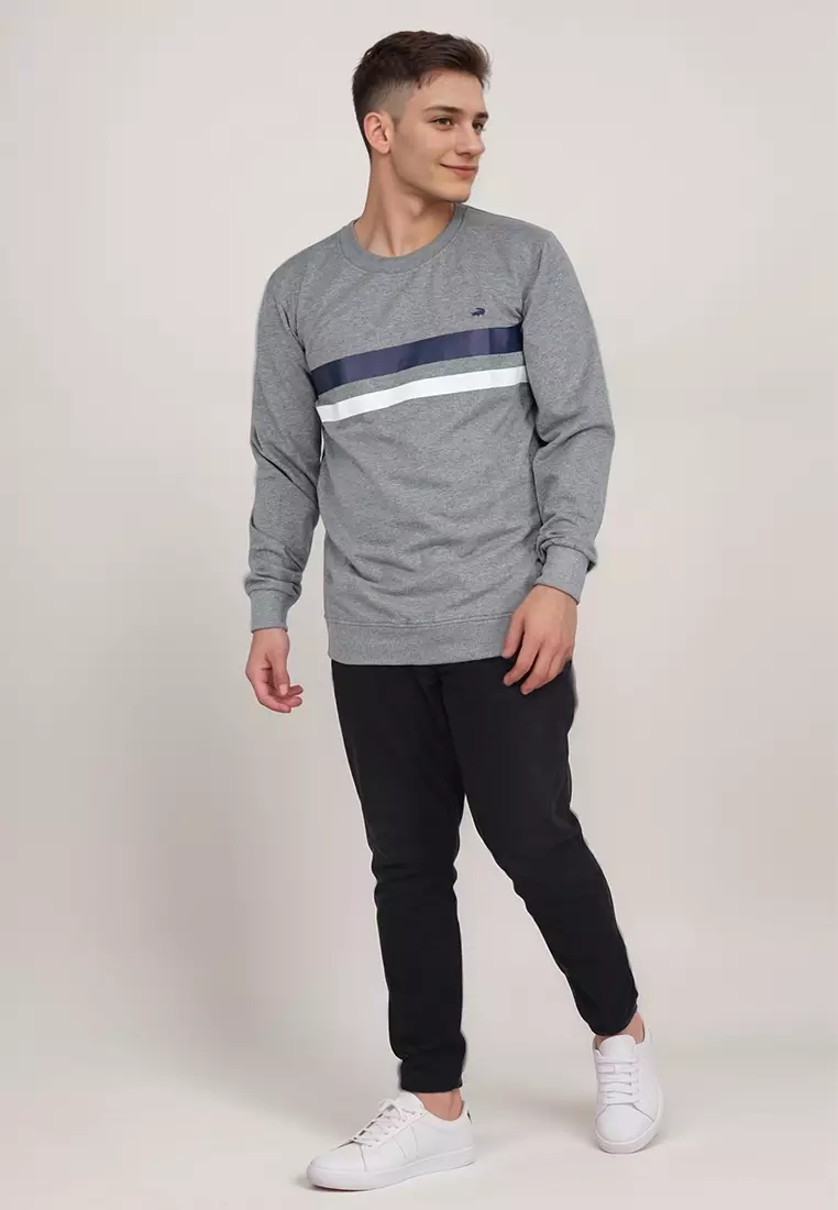 Crocodile SLOM | Kaos Jaket Pria Men | Relax Fit | Katun Warna 0005 Light Grey