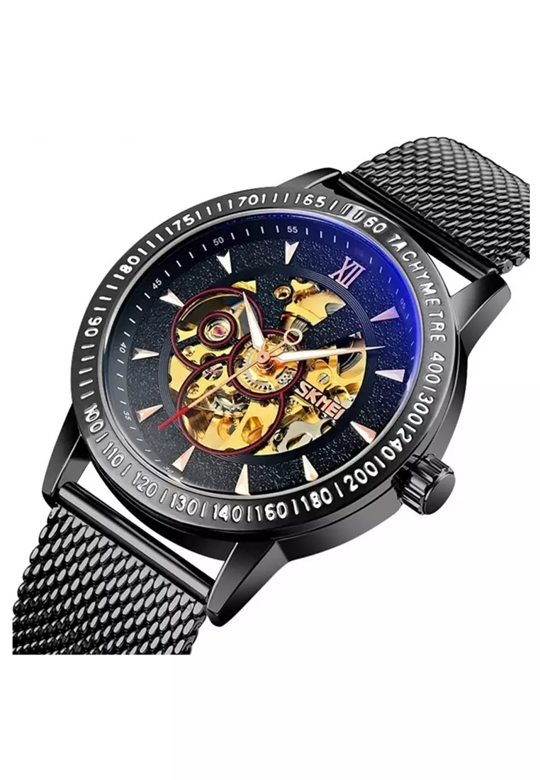 Jam Tangan Mechanical Pria Automatic Movement Waterproof Starp Tali Stainless Steel LW29 ORIGINAL