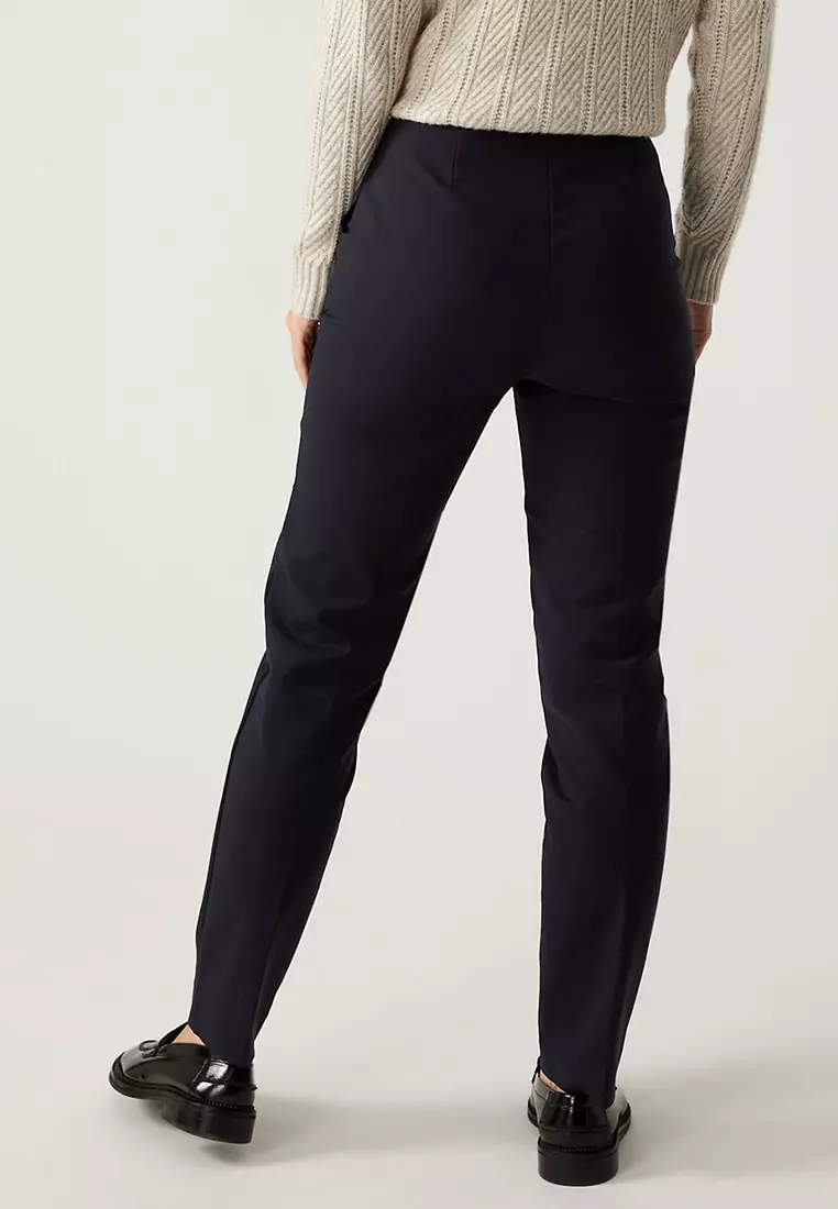 Cotton Blend Slim Fit Ankle Grazer Trousers