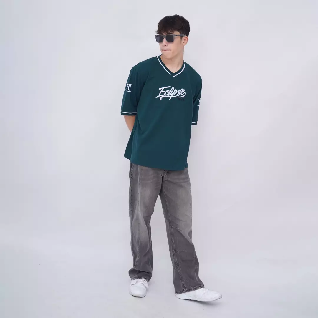 Ryusei Oversize T-shirt Jersey Streetwear Eclipse Green- Bordir