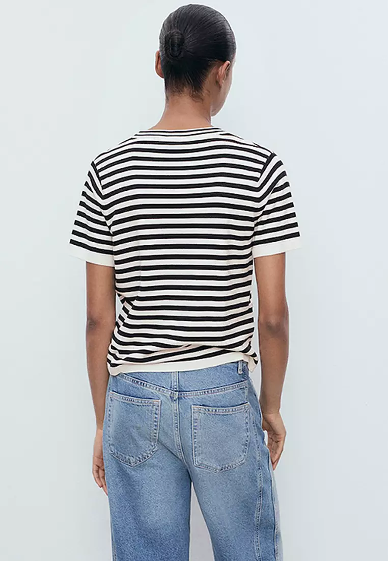 Striped Short-Sleeved Sweater