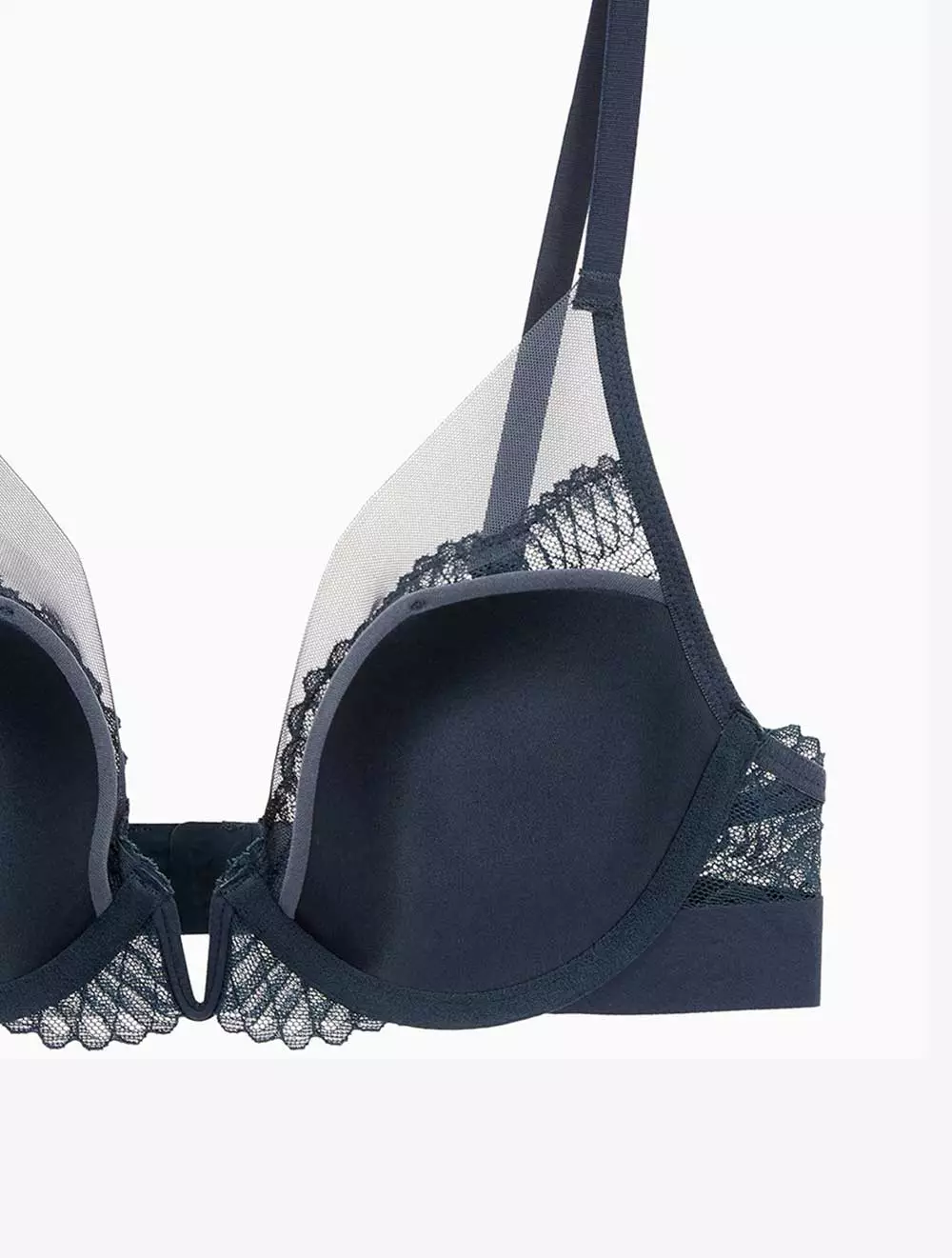 Calvin Klein Underwear - CK Black Geo Lace Lightly Lined Plunge Bra - Blue - blue