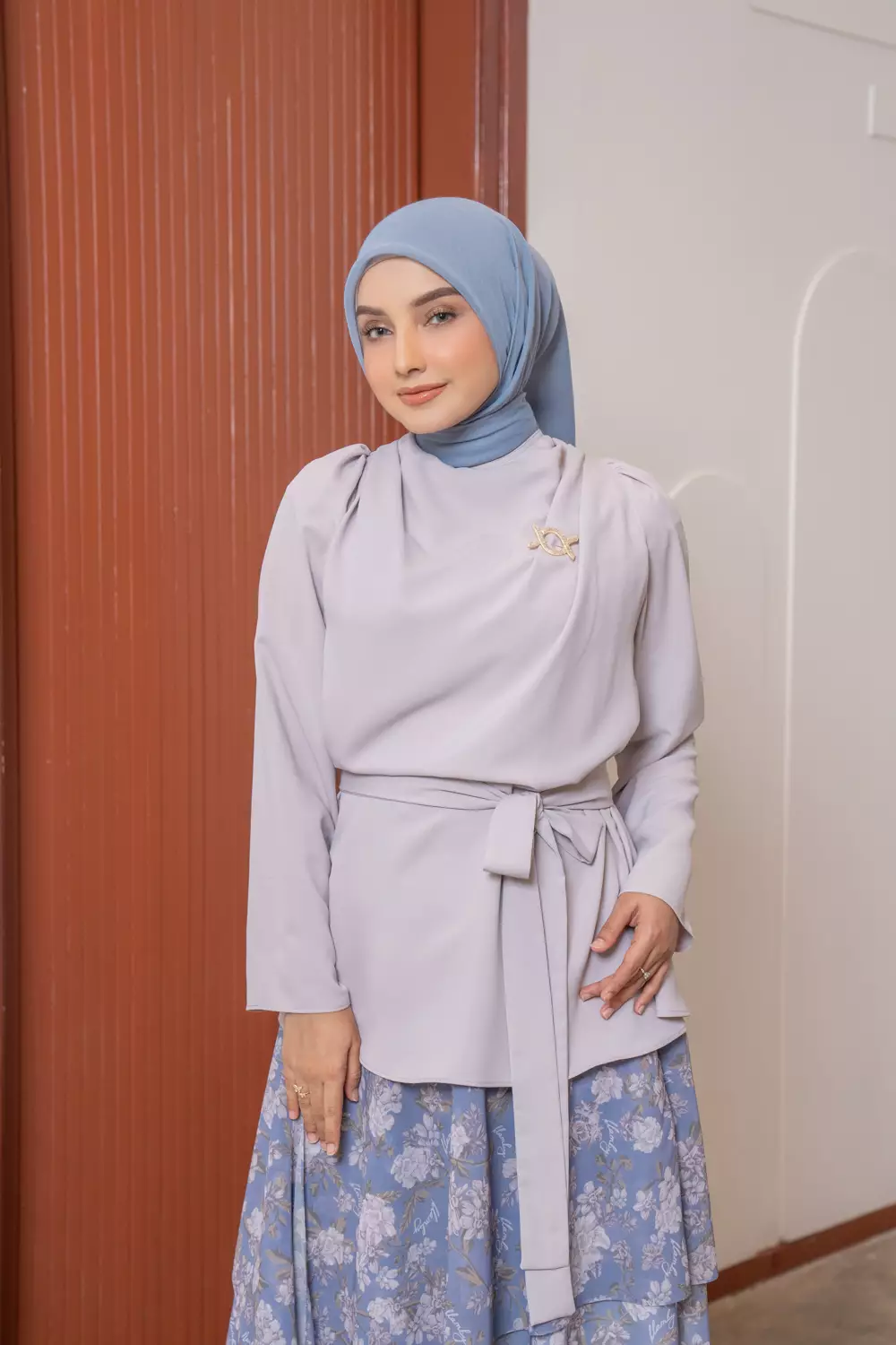Klamby - Chana Blouse & Tantina Skirt Set Glacier Gray
