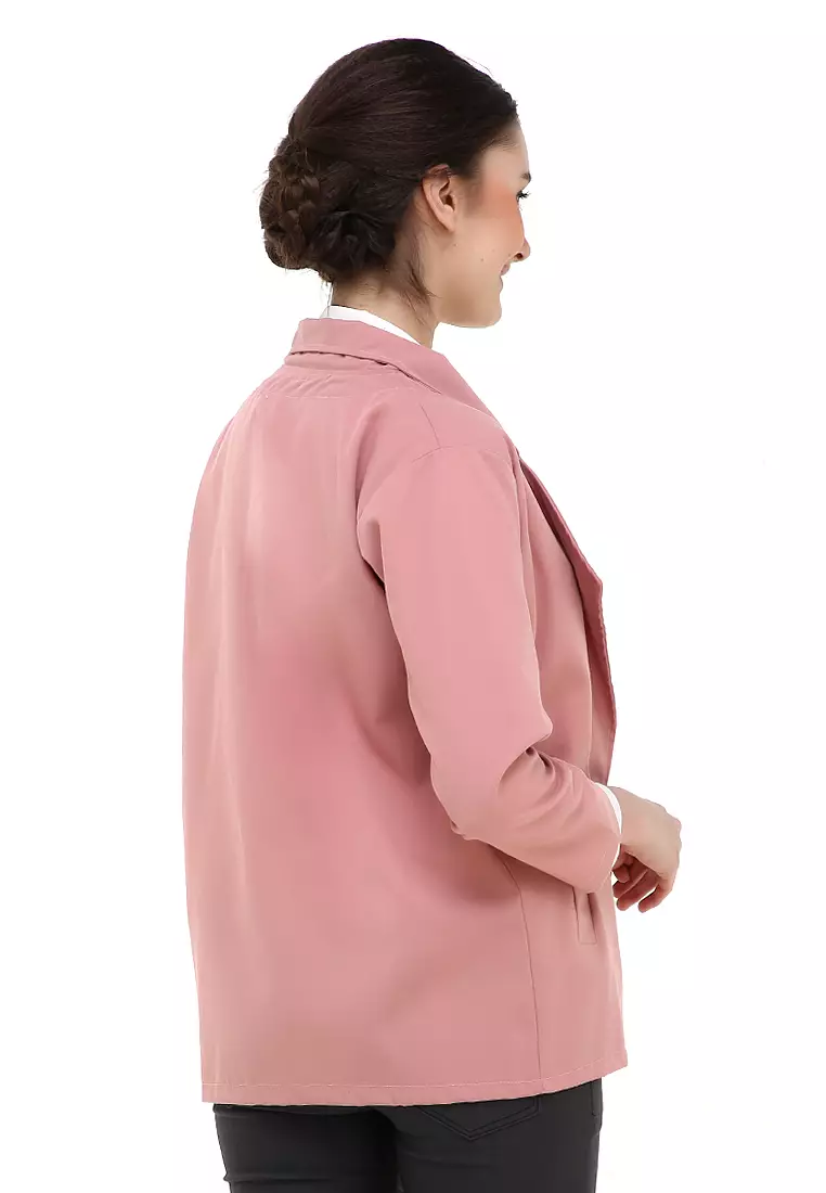 Blazer Wanita Casual Suit Material Baby Canvas ORIGINAL - Pink