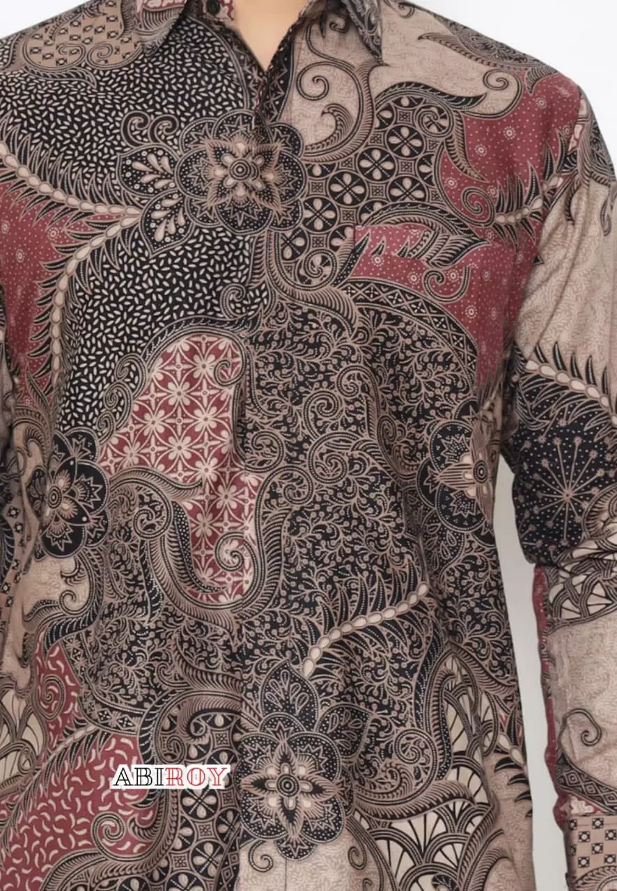 Kemeja Batik Pria Premium Slimfit Elegant Modern Lengan Panjang Trijata Ungu