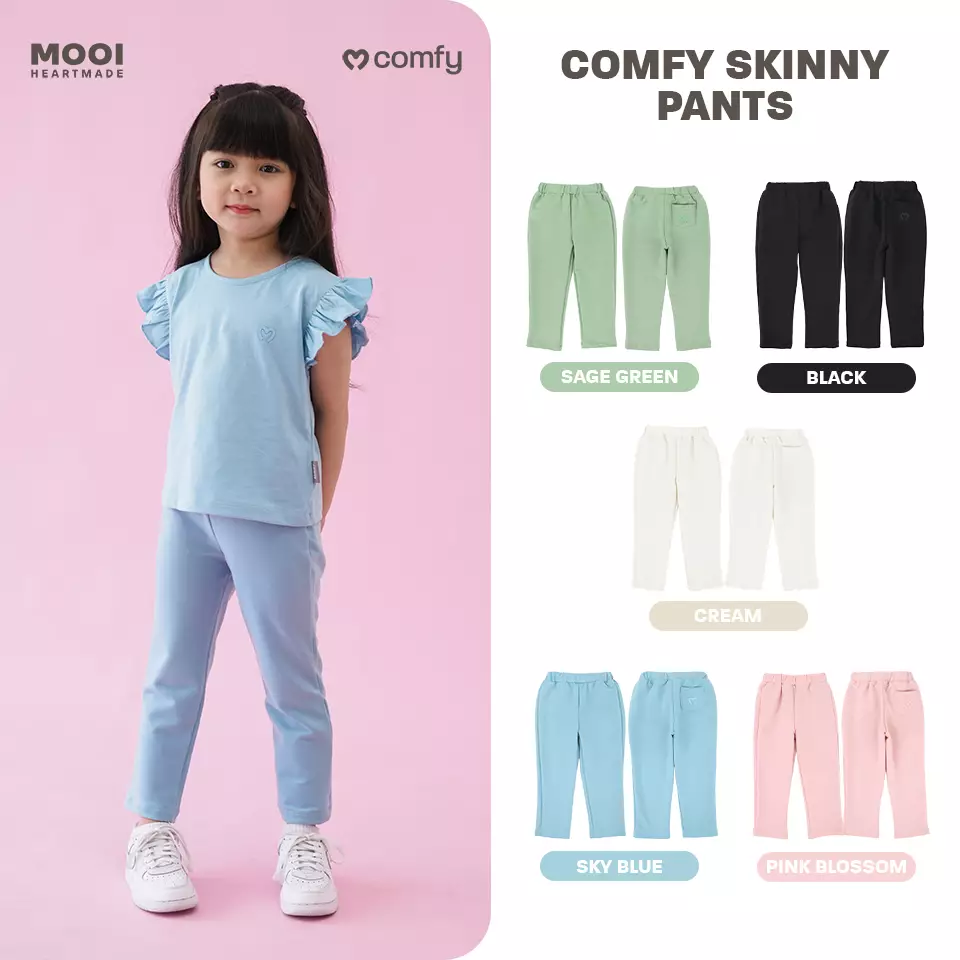 Mooi Celana Panjang Anak Perempuan Comfy Skinny Pants - Sage Green