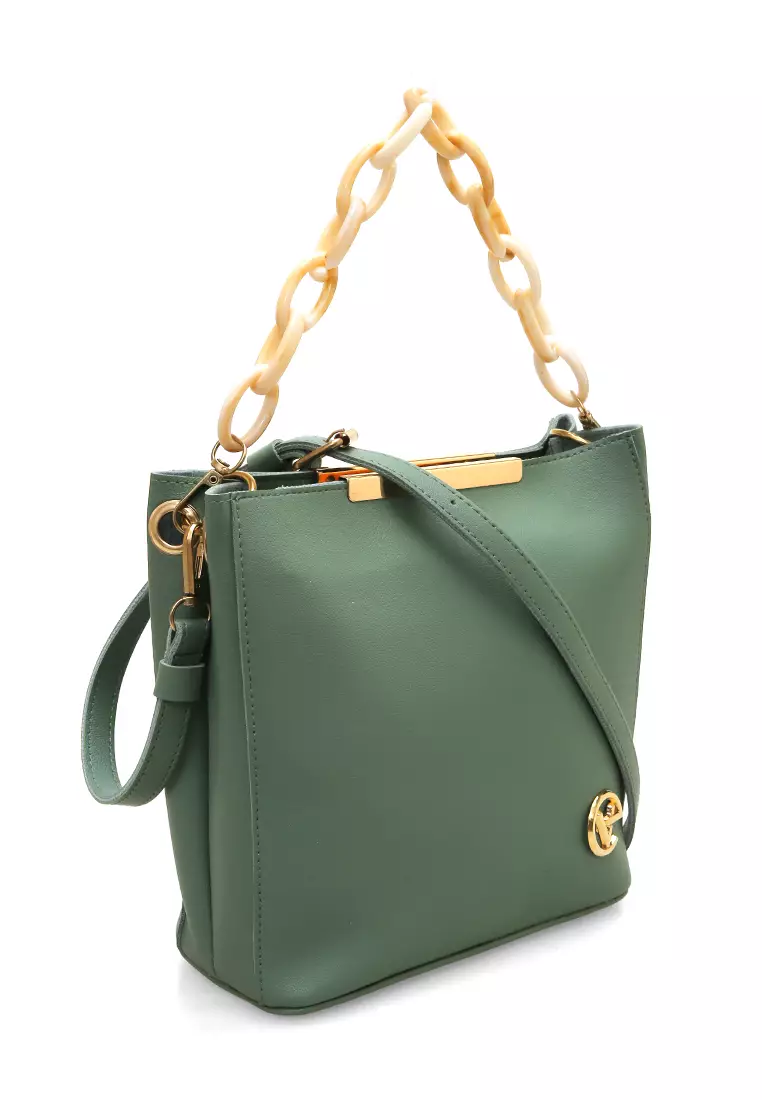 Viona Sling Bag Wanita Remaja Rantai Premium Polos - Soft Green