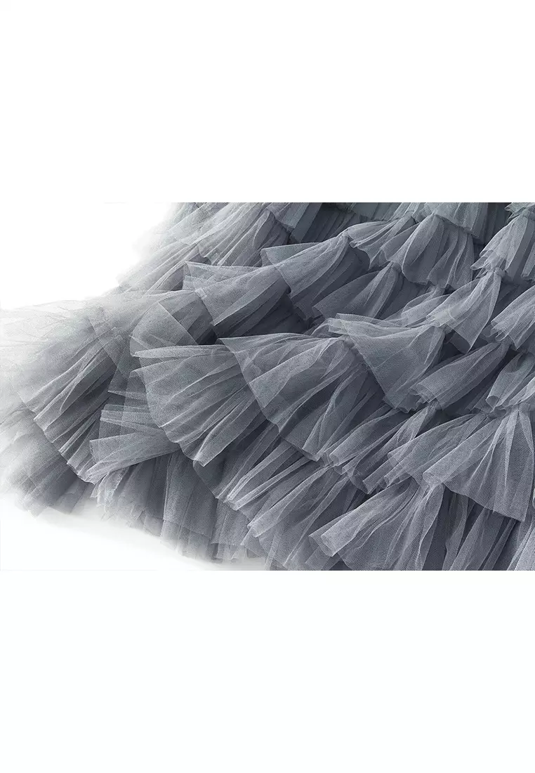 Spring/Summer Pleated Mesh Tiered Skirt AF2210