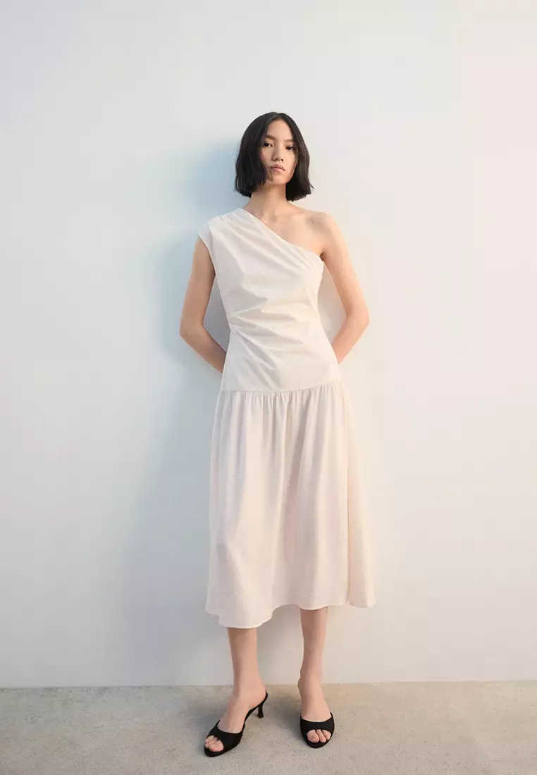 Buy Mango Asymmetrical Pleated Dress 2026 Online | ZALORA