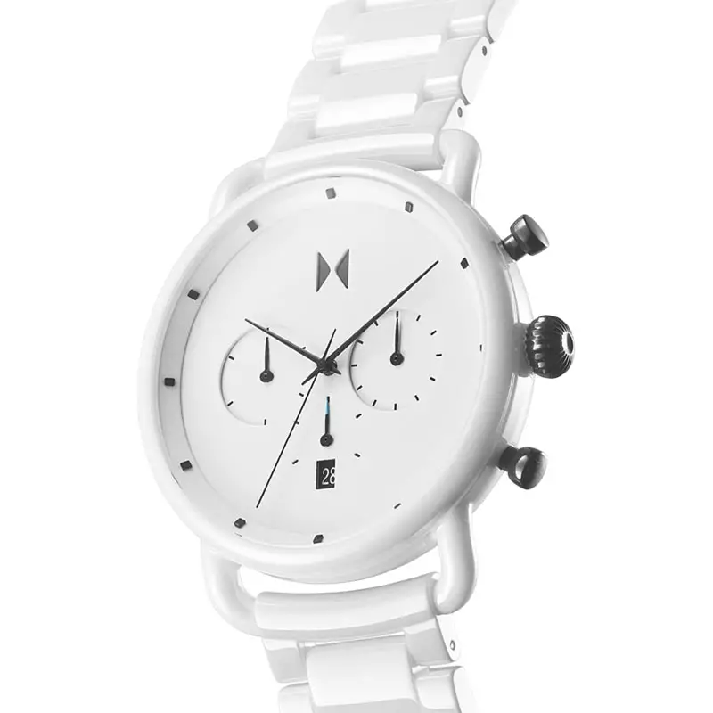 Jam Tangan Pria MVMT Blacktop 28000234-D Chronograph White Dial White Ceramic Strap