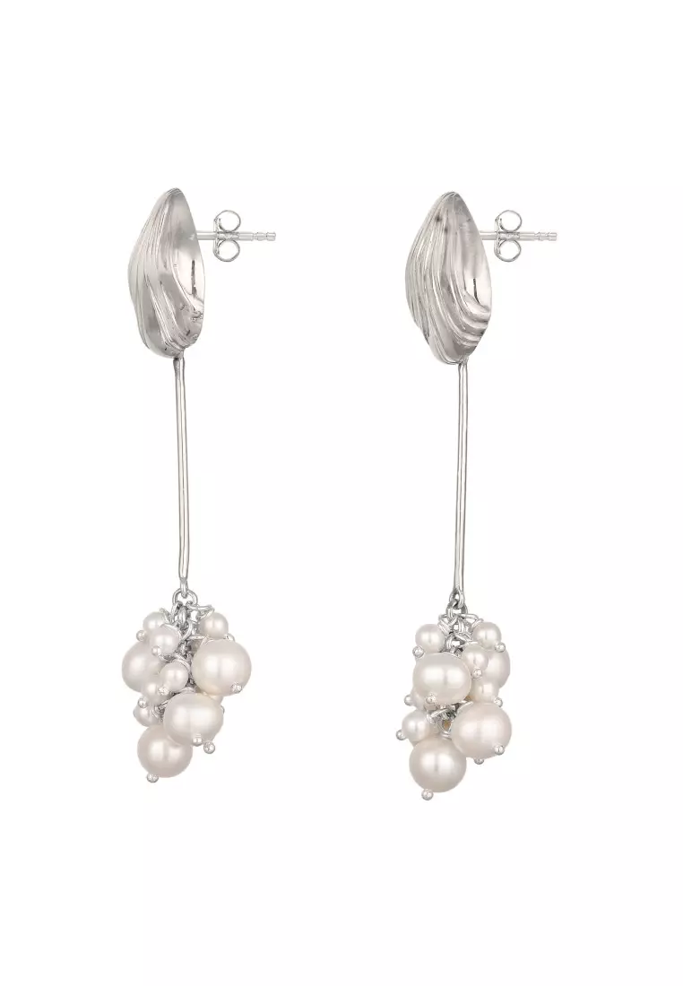 EXCLUSIVE Anting Perhiasan Perak 925 Wanita Shell Cultured Freshwater Pearls