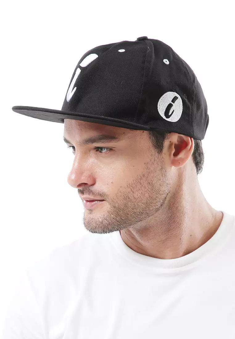 Gemp Topi Snapback Aksesoris Fashion Pria Wanita Bordir Huruf i Resizable Strap Material Rafel ORIGINAL - Black