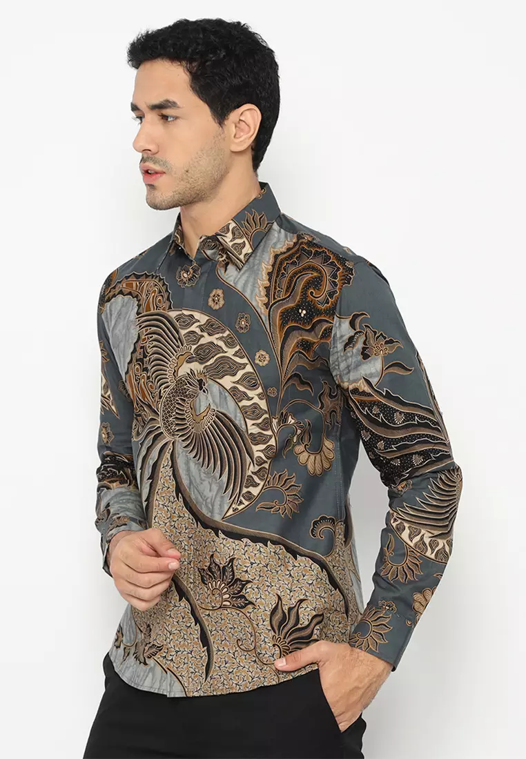 Kemeja Batik Pria Ranawijaya - Grey