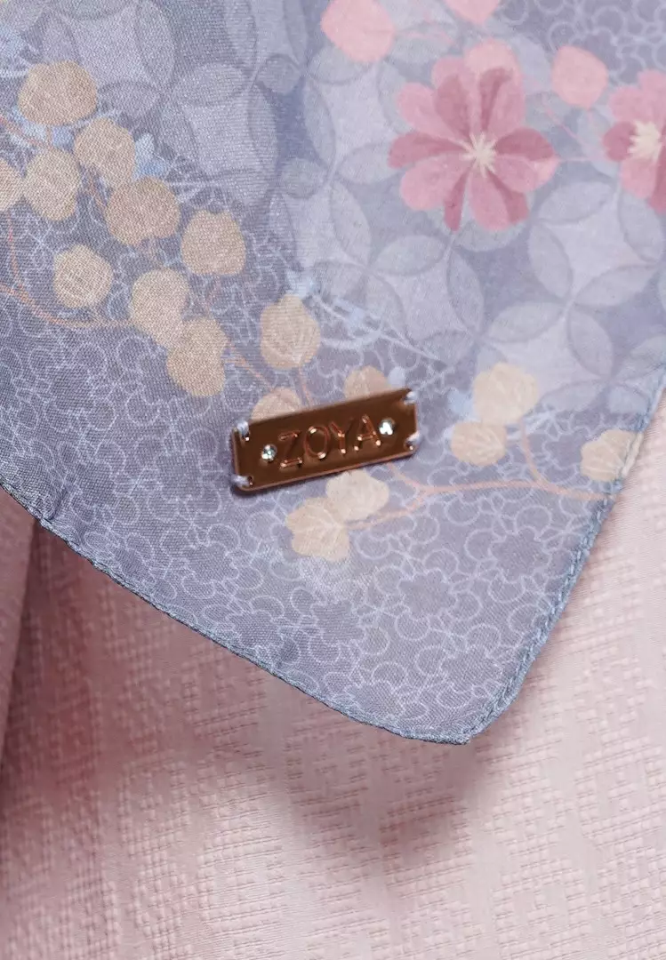 VIALOVA Print Scarf Blue - Kerudung Hijab Segiempat Motif With BOX - Bahan Voal Premium - Ukuran 115x115