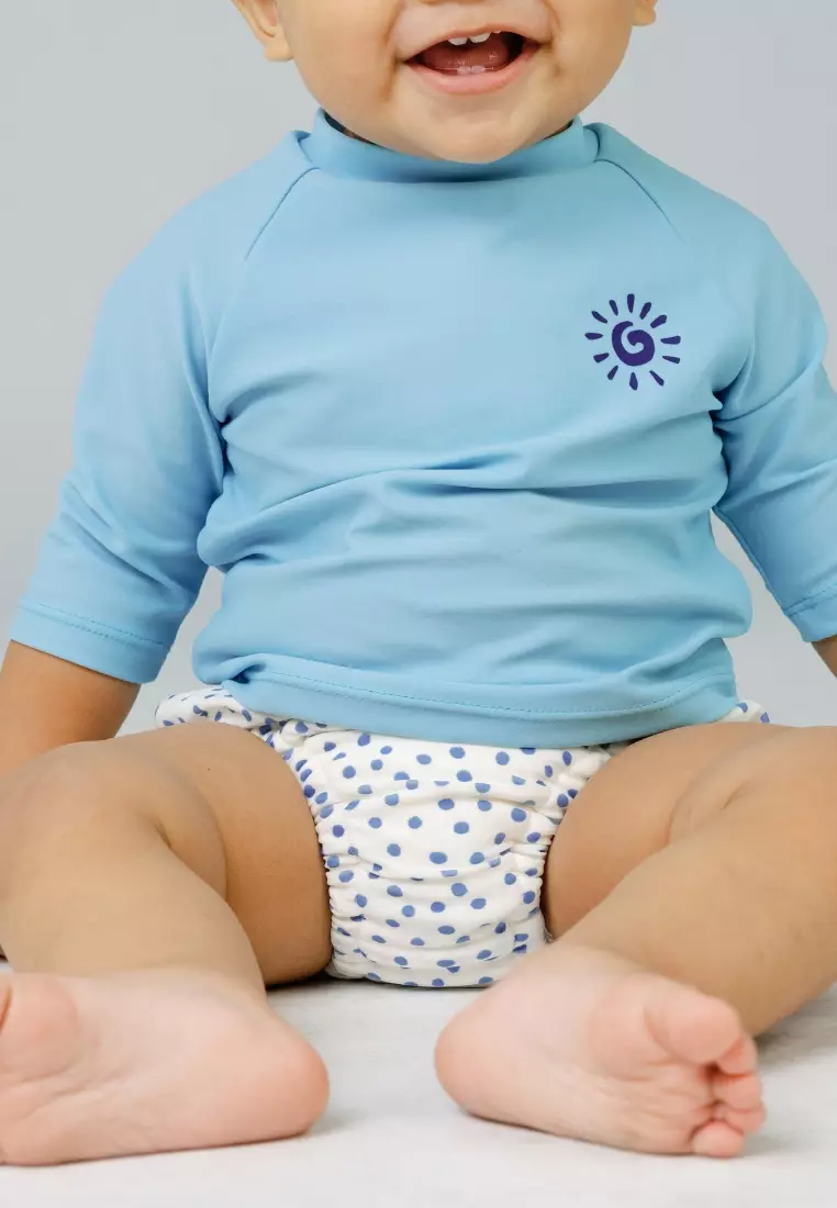Soleil Baby Unisex Top & Swim Diapers - Blue Beach Top