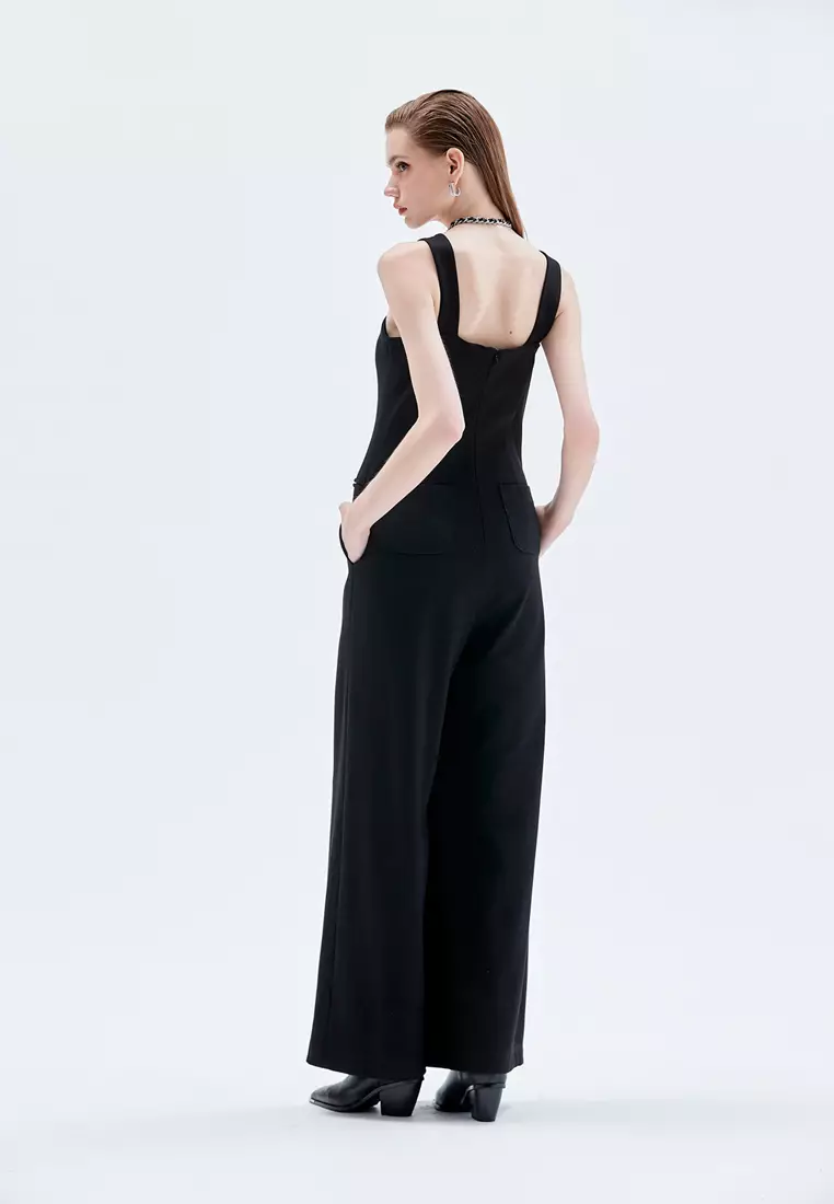 Front Panel Sleeveless Jumpsuit