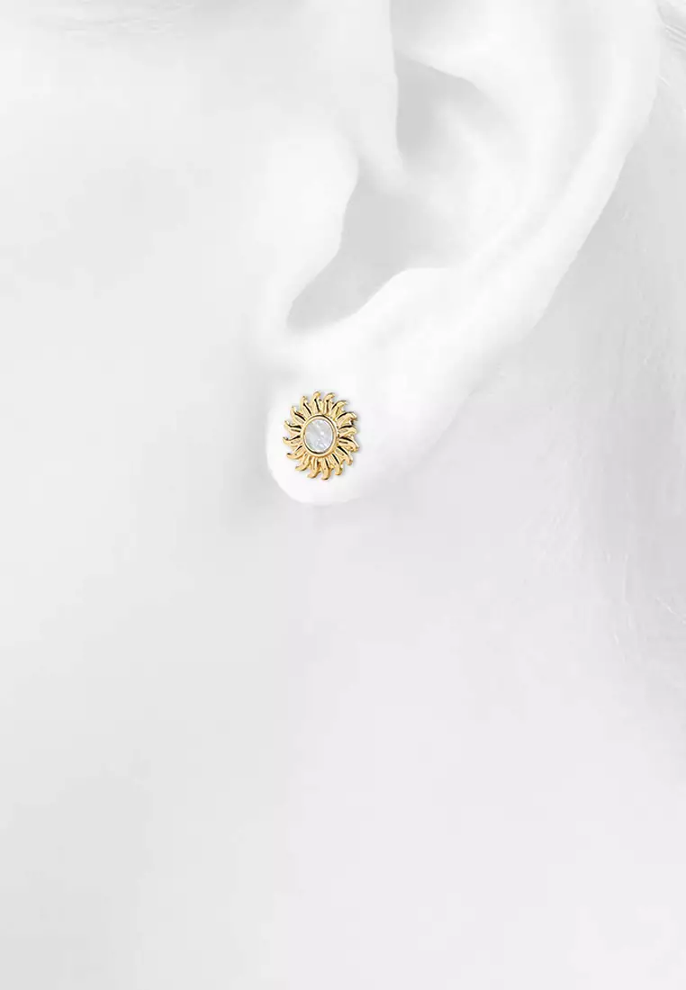 Shining Star Pearl Gold Layered Earrings 12mm