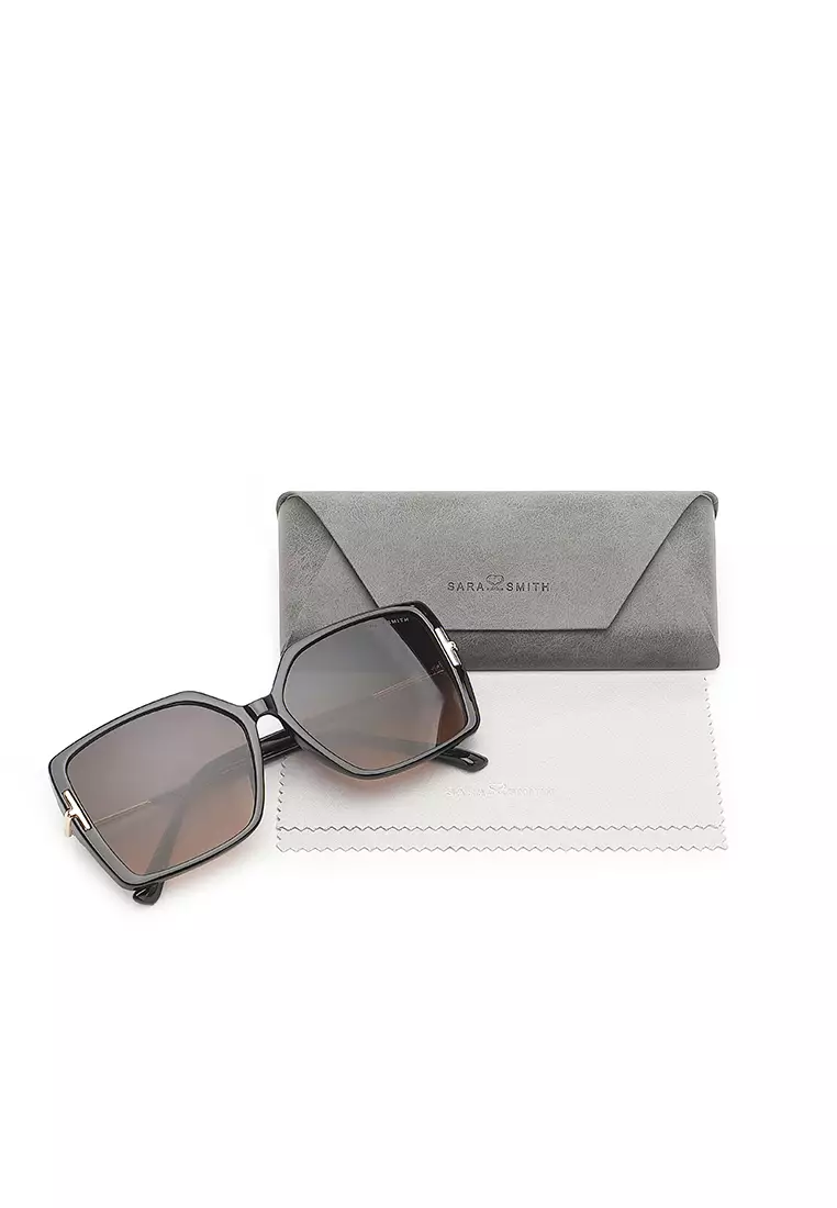 Unisex Fashion Sunglasses (Kacamata Hitam) - Hitam / Abu-Abu / Oranye