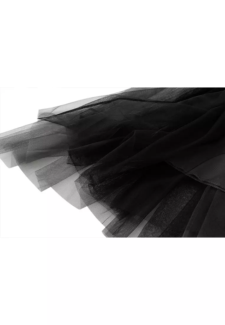 Spring/Summer Contrast Color Maxi Mesh Skirt AF8576