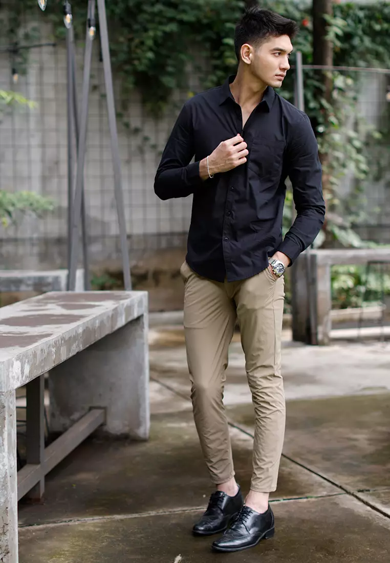 Oxcon Long Sleeve Business Shirt soft cotton Black