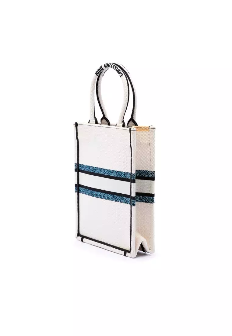 Pre-Loved Dior Embroidered Canvas Lucky Star Vertical Book Tote