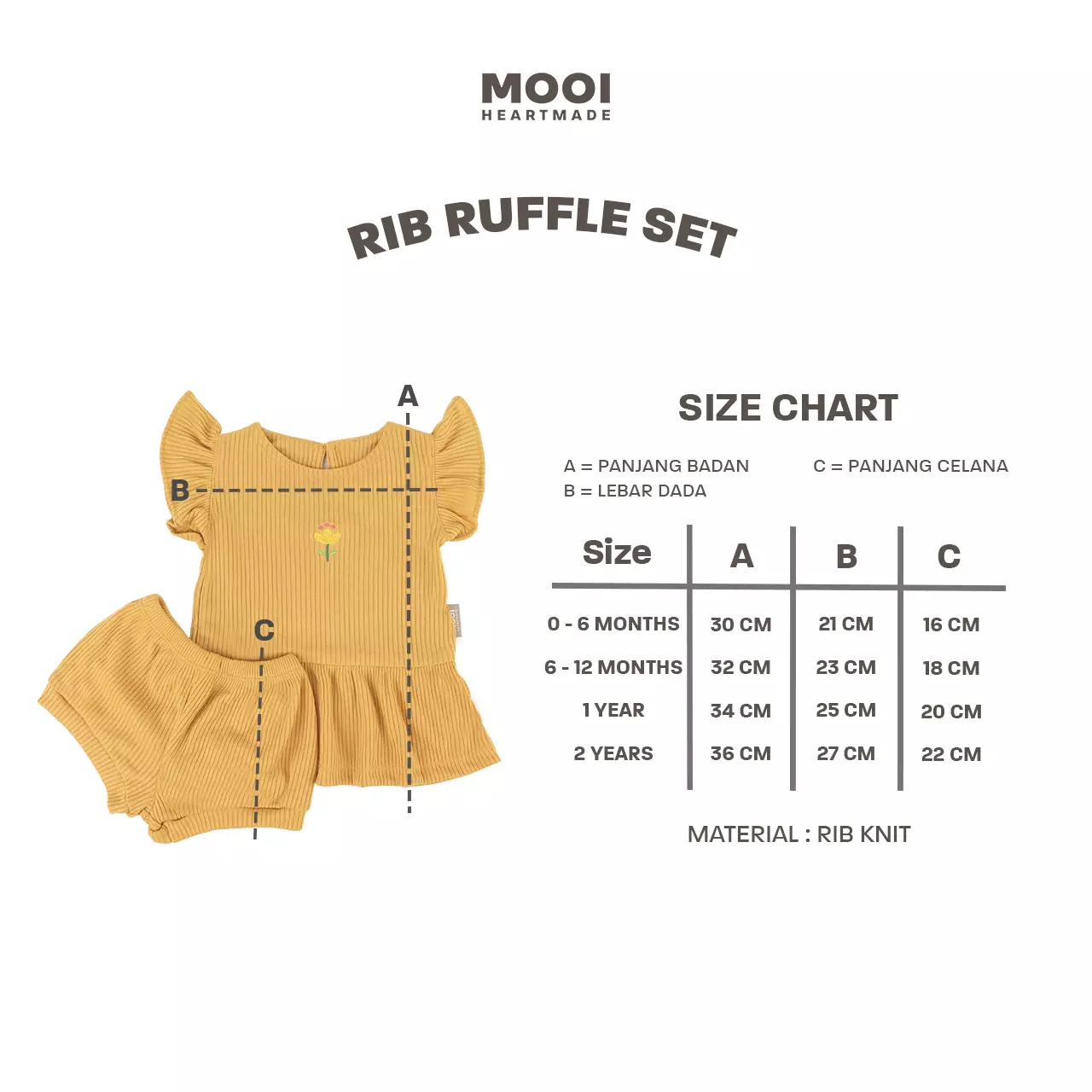 Mooi Setelan Anak Perempuan Rib Ruffle Set - Pink Peach