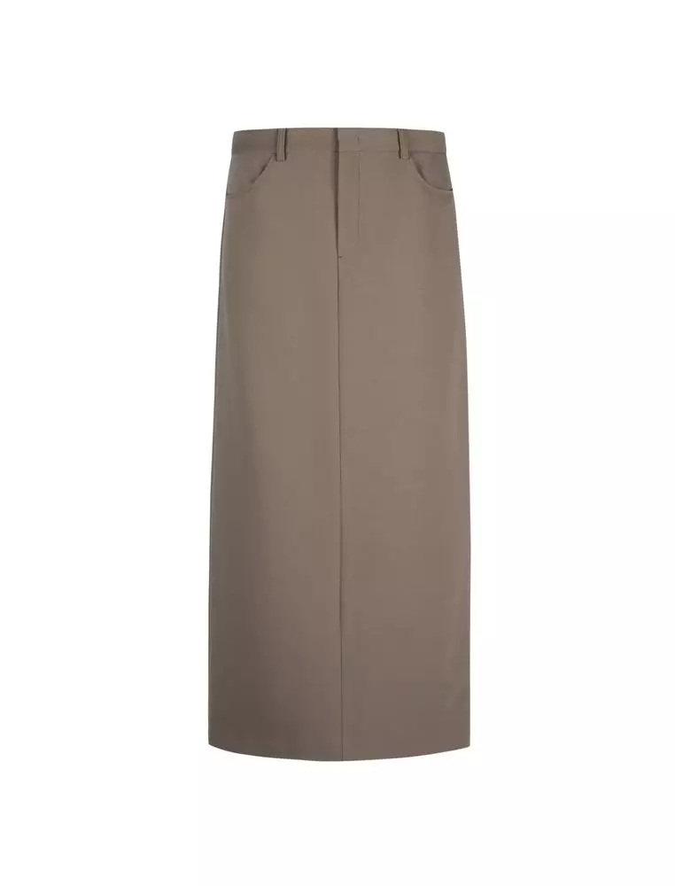 Straight Cut Wool Ultra Long Waist Skirt