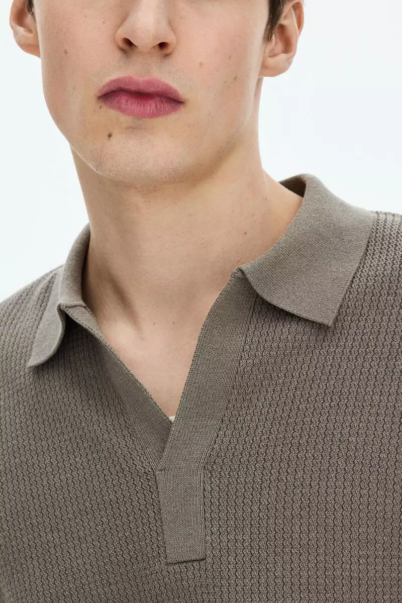 Regular Fit Cable-knit polo shirt