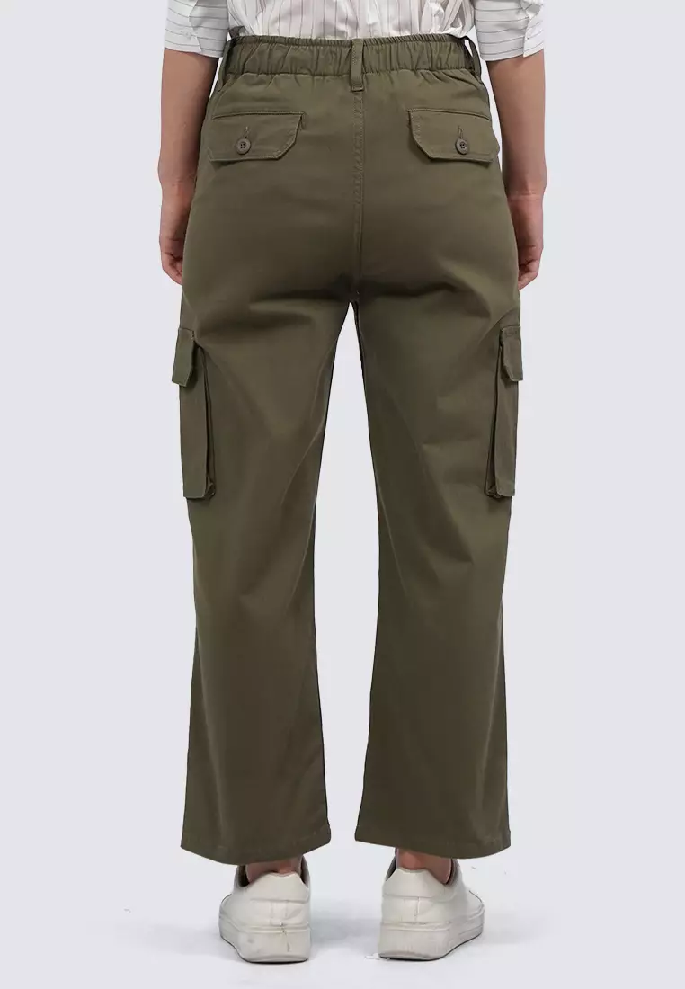 High Waist Cargo Pants OLIVE