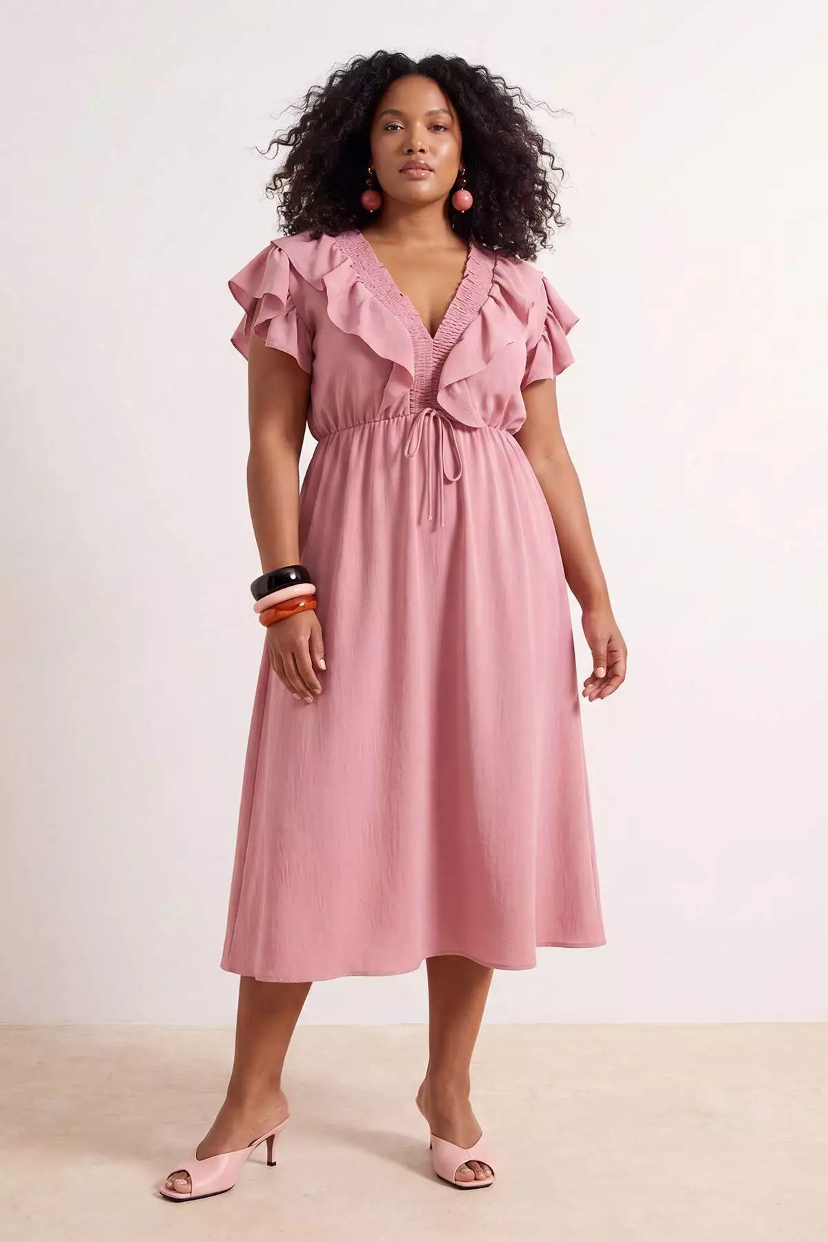 Pink Woven Plus Size Dress Tbbss26Ah00034