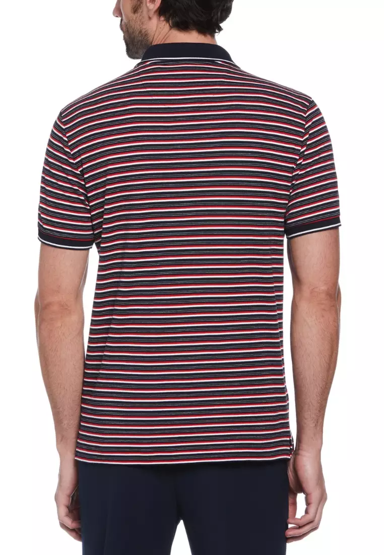 Interlock Striped Pattern Short Sleeve Polo Shirt