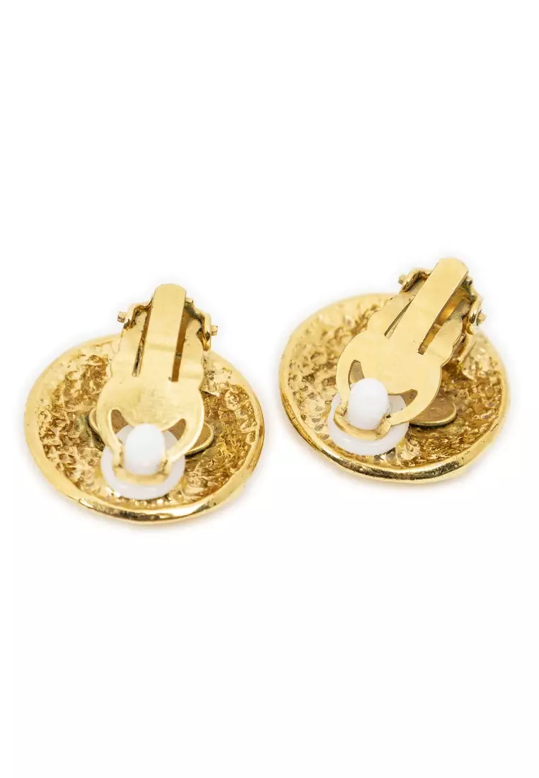 Pre-Loved CC Round Clip On Earrings