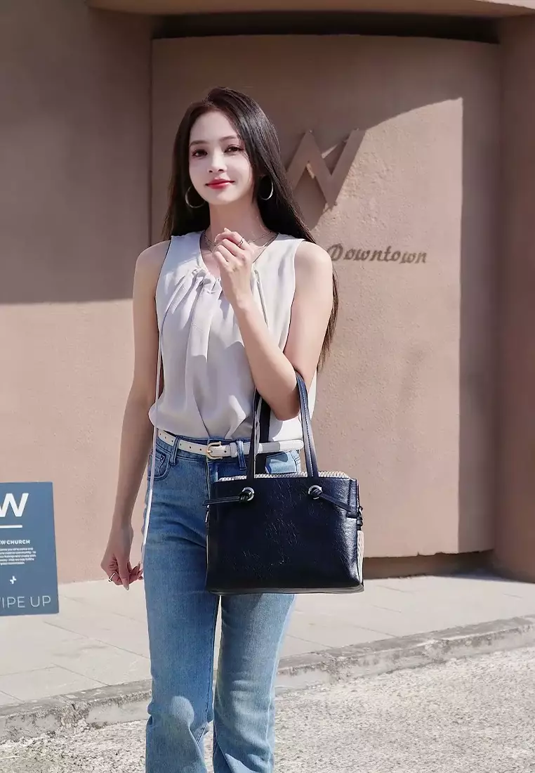 Women's Top Handle Bag / Sling Bag / Crossbody Bag - Black