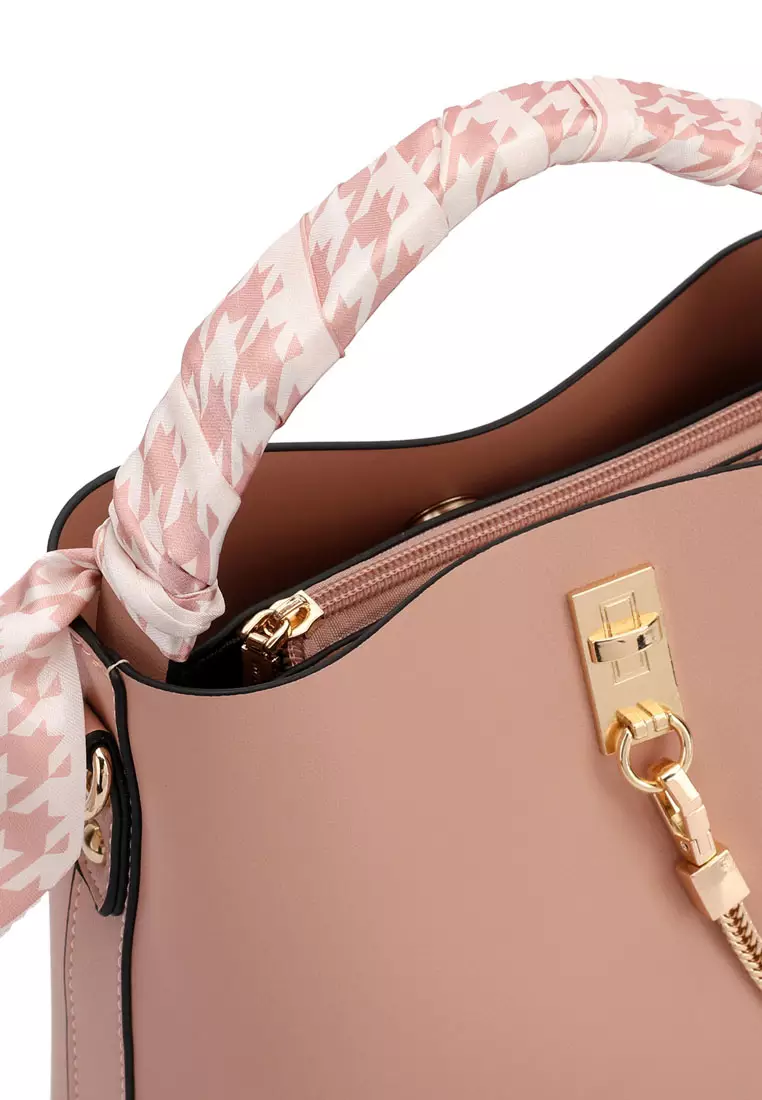 Women's Chain Top Handle Bag / Sling Bag / Crossbody Bag / Shoulder Bag (Tas Selempang Wanita / Tas Tangan Wanita / Tas Bahu Wanita) - Merah Jambu