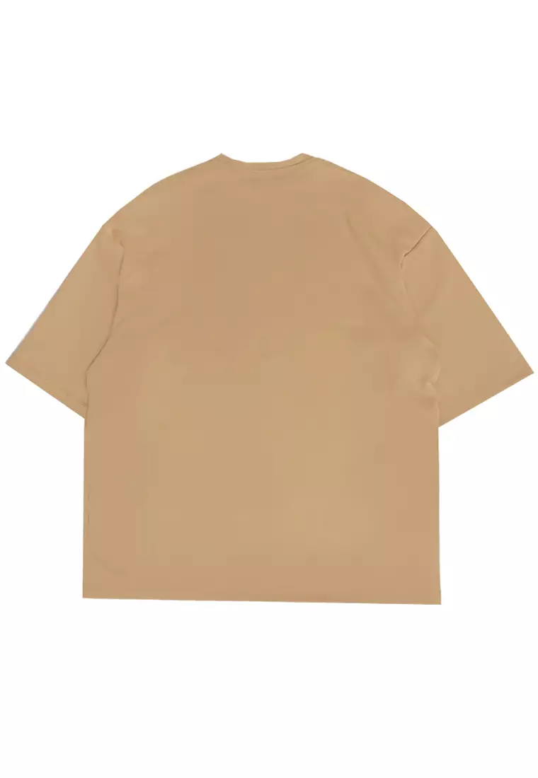 MTP08 kaos oversize army us army airborne bahan tebal scuba pria cowok coklat muda khaki krem