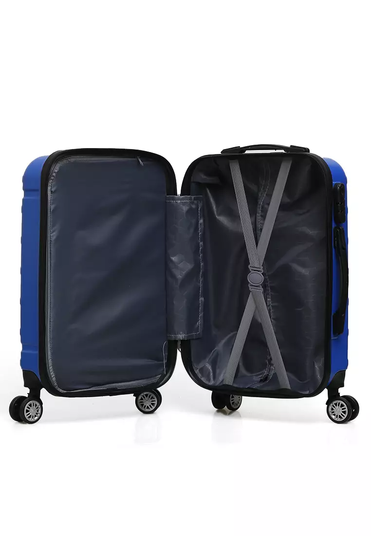 Carlton Tas Koper Fashion Unisex Size 20 Inch Suitcase Number Code Lock Material Fiber ABS ORIGINAL - Blue