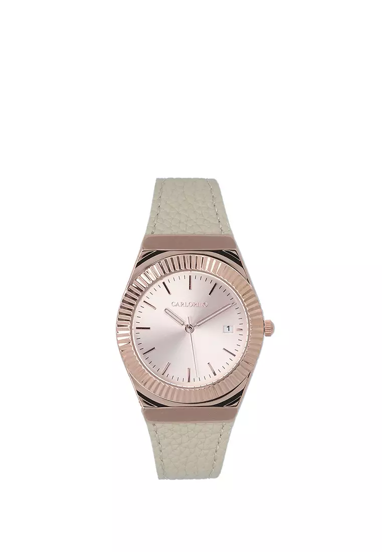 Buy Carlo Rino Beige Elin Classic Leather Timepiece 2026 Online ...