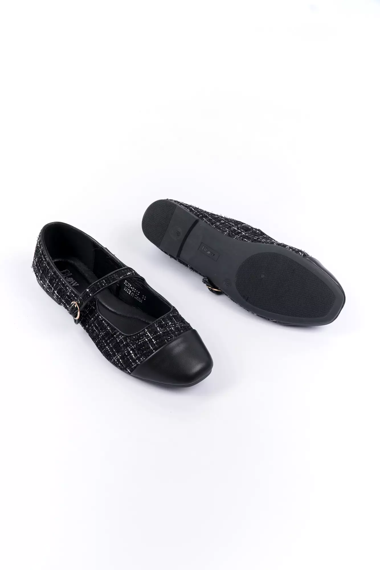 Blow BLWF 0015 Fala Toe Cap Quilted Mary Jane Ballet Flats Shoes Wanita Sepatu Hitam Women Shoes