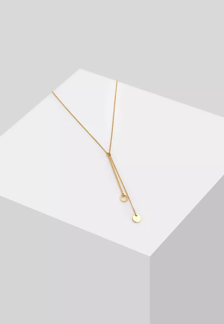 Necklace Y-Chain Circle Gold Plated