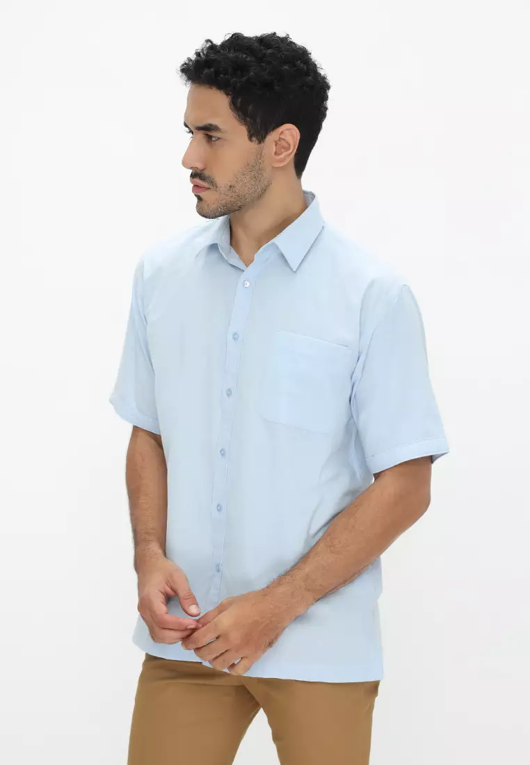 Jobb Ontario Kemeja Pria Lengan Pendek Regular Fit Light Blue